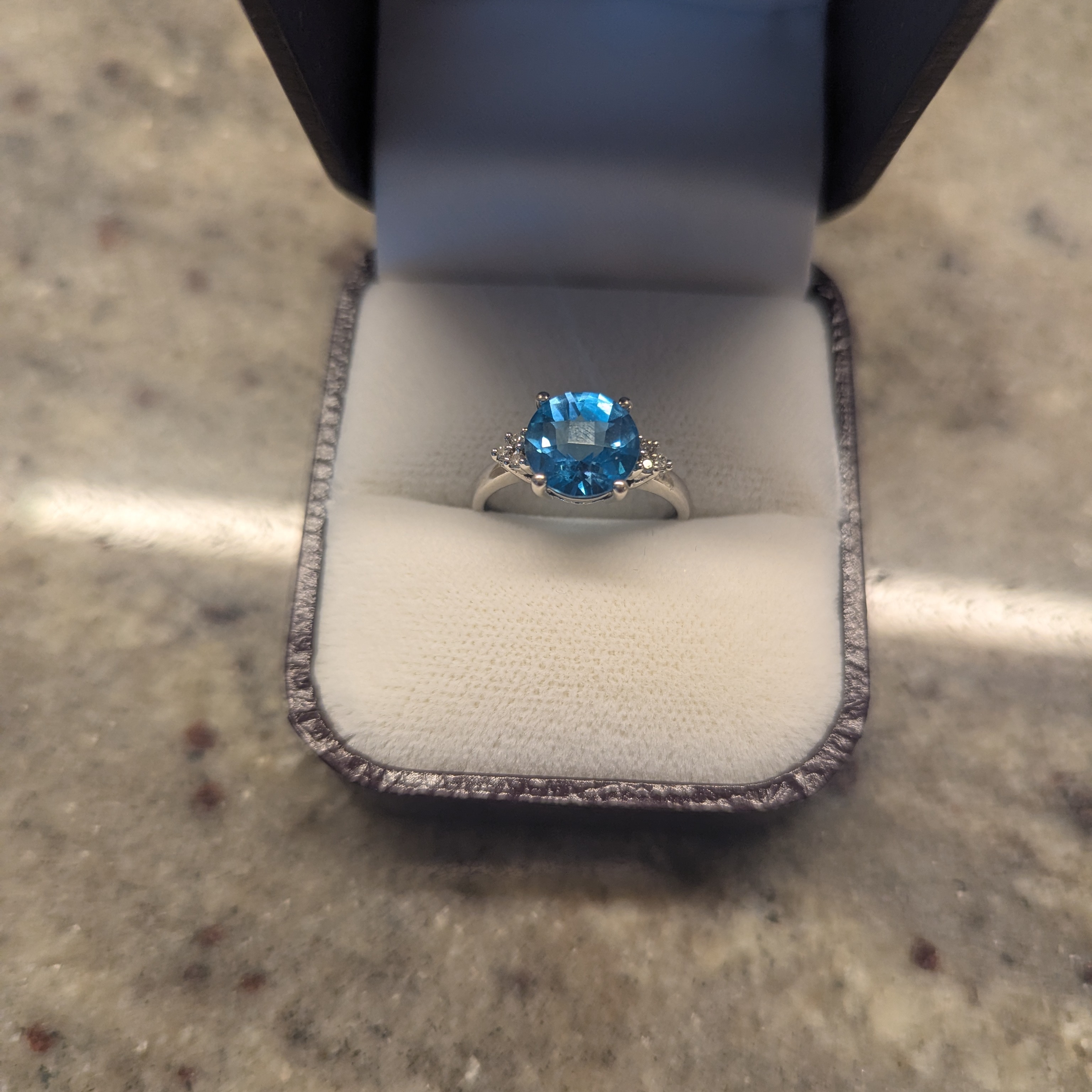Elegant Blue Gemstone Silver Ring